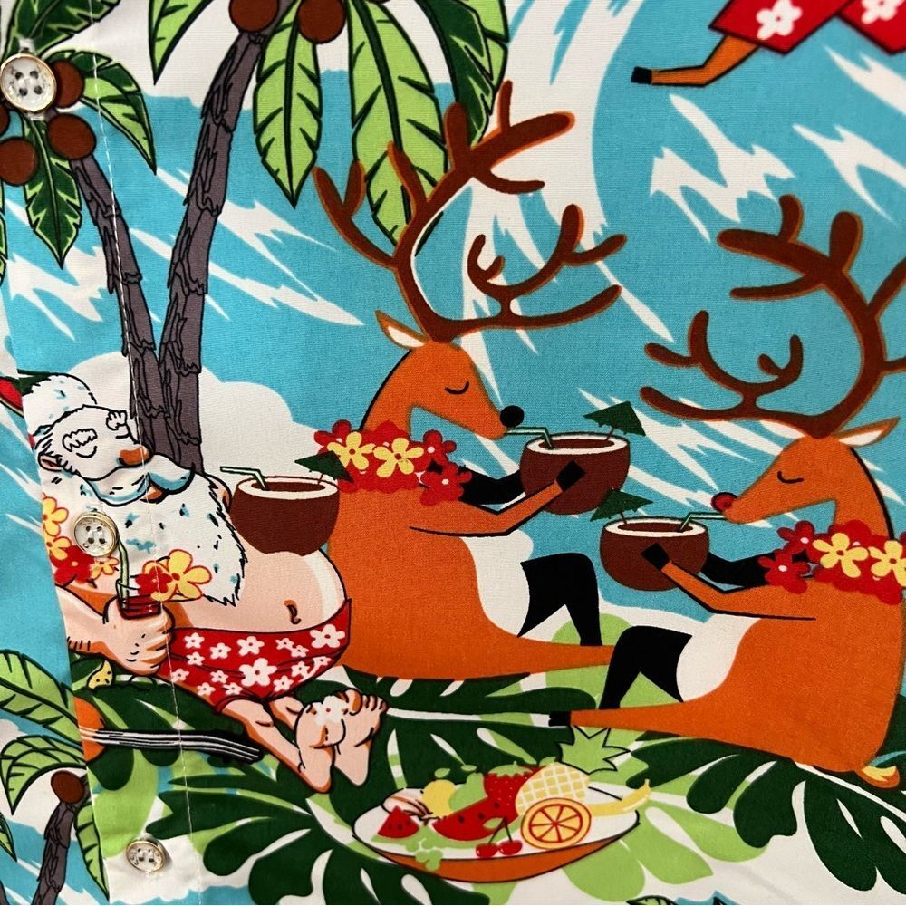 SSLR Surfs Up Santa Ugly Christmas Hawaiian Shirt‎ -- M - Picture 9 of 13